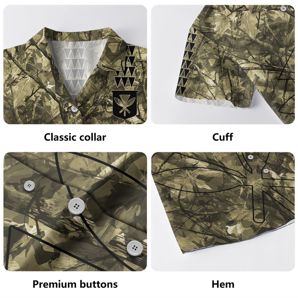 Hawaii Hawaiian Shirt Woodland Kanaka Camo Style