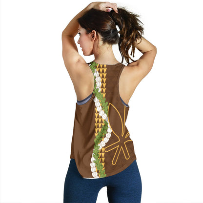 Hawaii Women Tank Kanaka Maoli Puakenikeni Maile Flower Lei