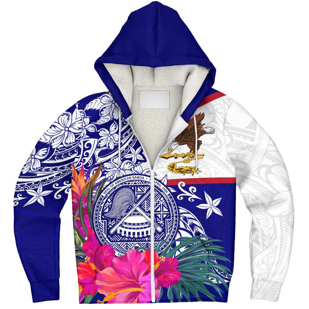 American Samoa Sherpa Hoodie Flag Tribal Tropical Style