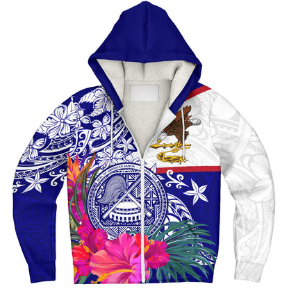 American Samoa Sherpa Hoodie Flag Tribal Tropical Style