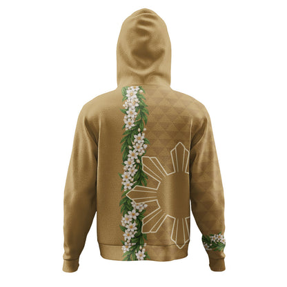 Philippines Filipinos Hoodie Sampaguita Flower Sun Pattern Island Style