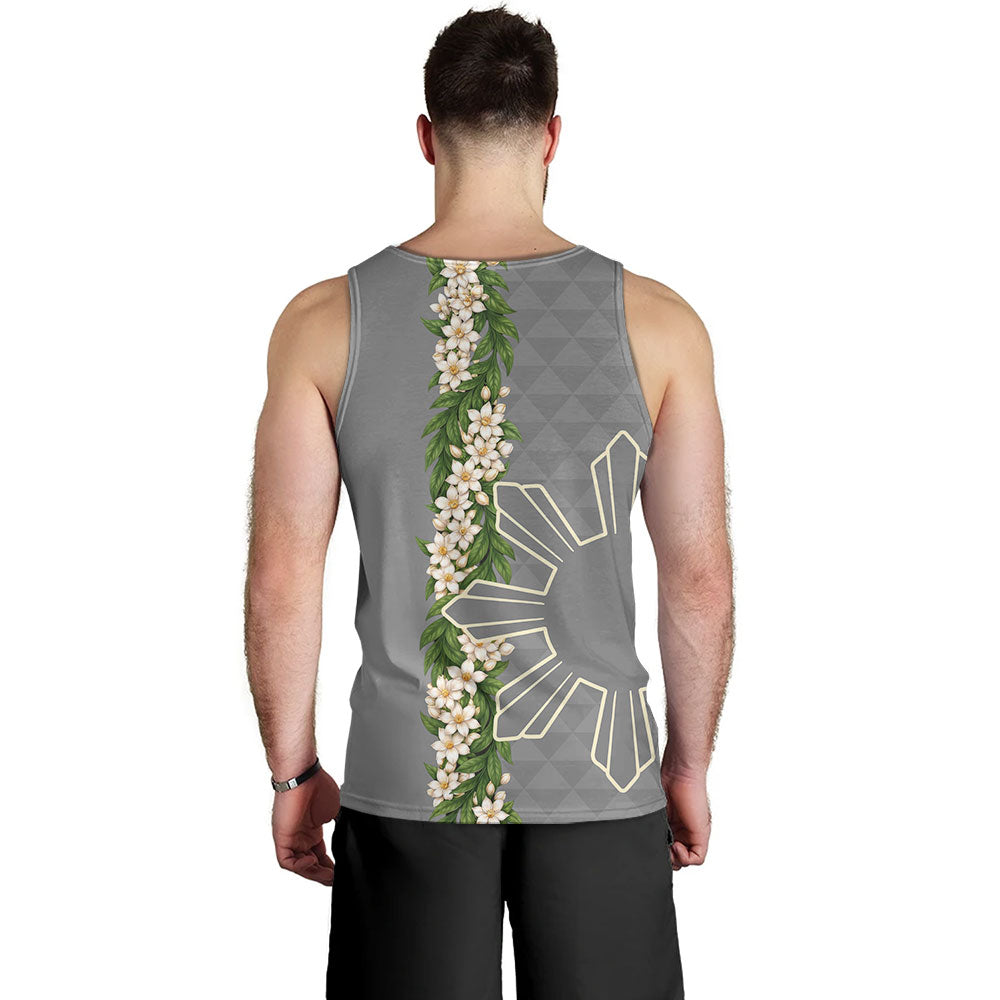 Philippines Filipinos Tank Top Sampaguita Flower Sun Pattern Island Style