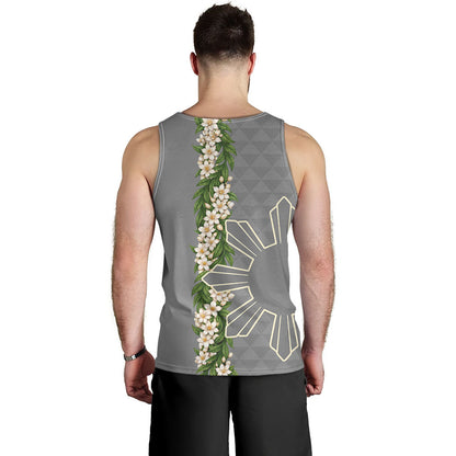 Philippines Filipinos Tank Top Sampaguita Flower Sun Pattern Island Style