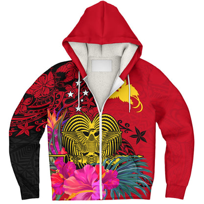 Papua New Guinea Sherpa Hoodie Flag Tribal Tropical Style