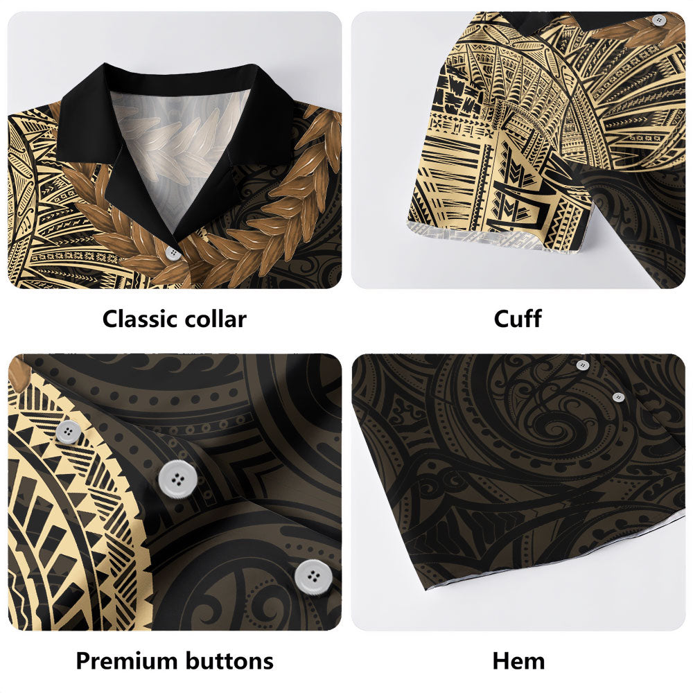 Samoa Hawaiian Shirt Tattoo Roman Reigns With Ula Fala Style Brown