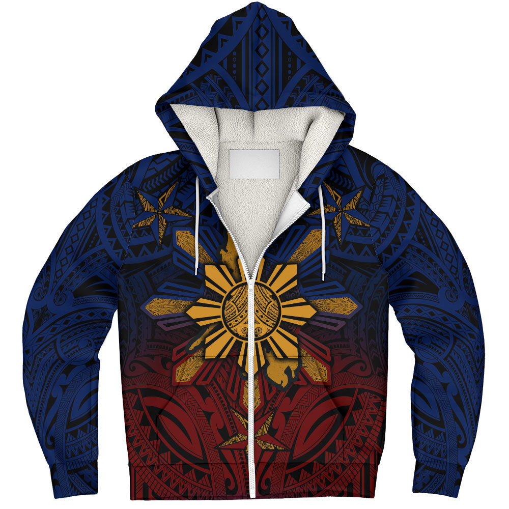 Philippines Filipinos Sherpa Hoodie Golden Sun Islands Tribal Style