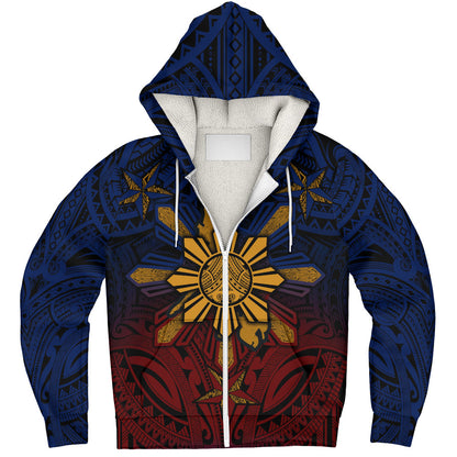Philippines Filipinos Sherpa Hoodie Golden Sun Islands Tribal Style