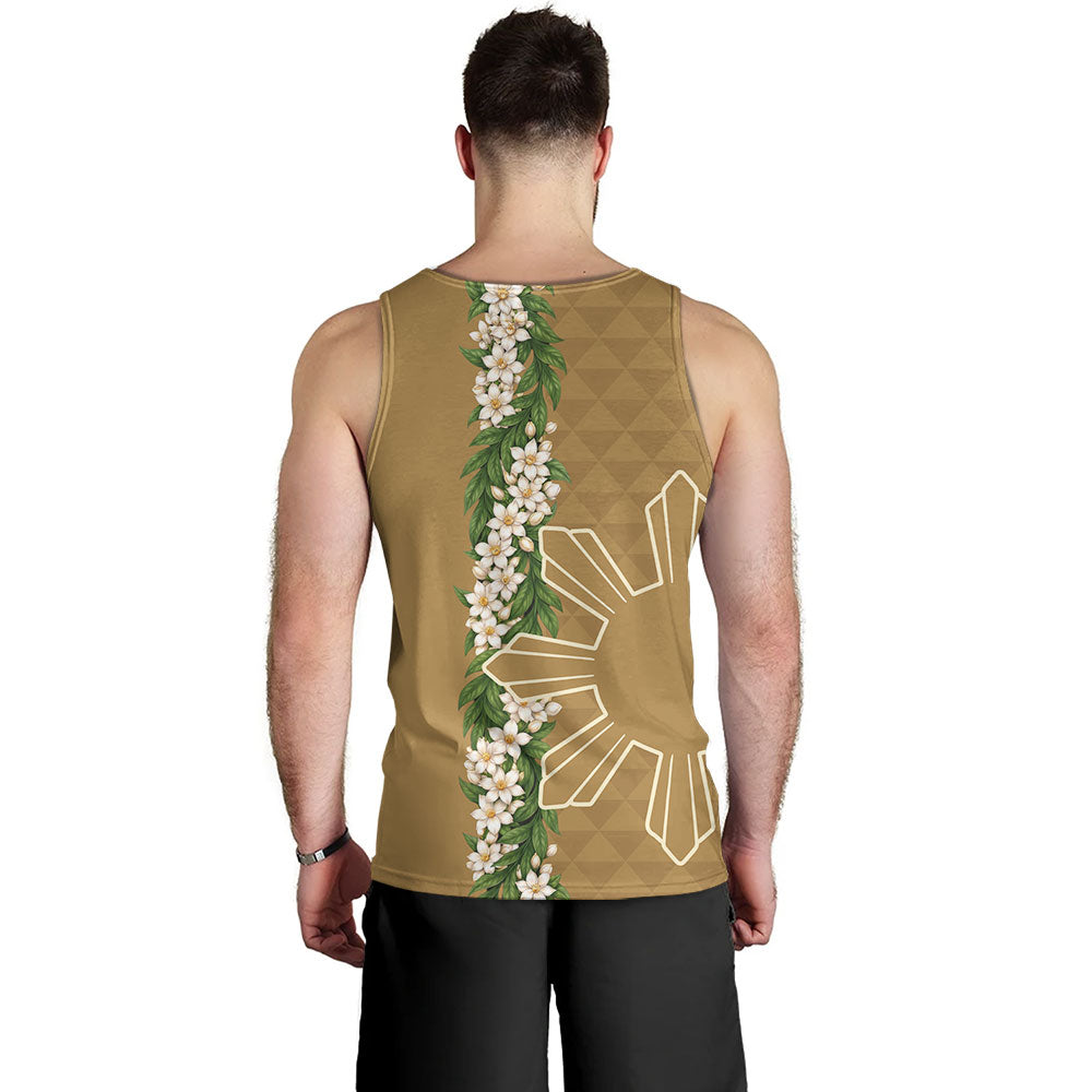 Philippines Filipinos Tank Top Sampaguita Flower Sun Pattern Island Style