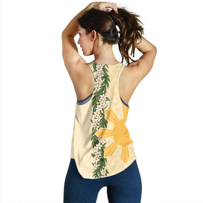 Philippines Filipinos Women Tank Sampaguita Flower Sun Pattern Island Style