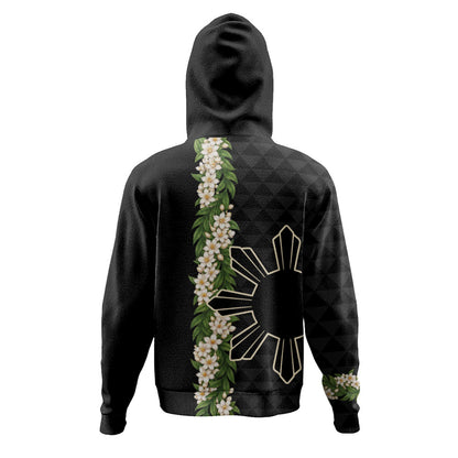 Philippines Filipinos Hoodie Sampaguita Flower Sun Pattern Island Style