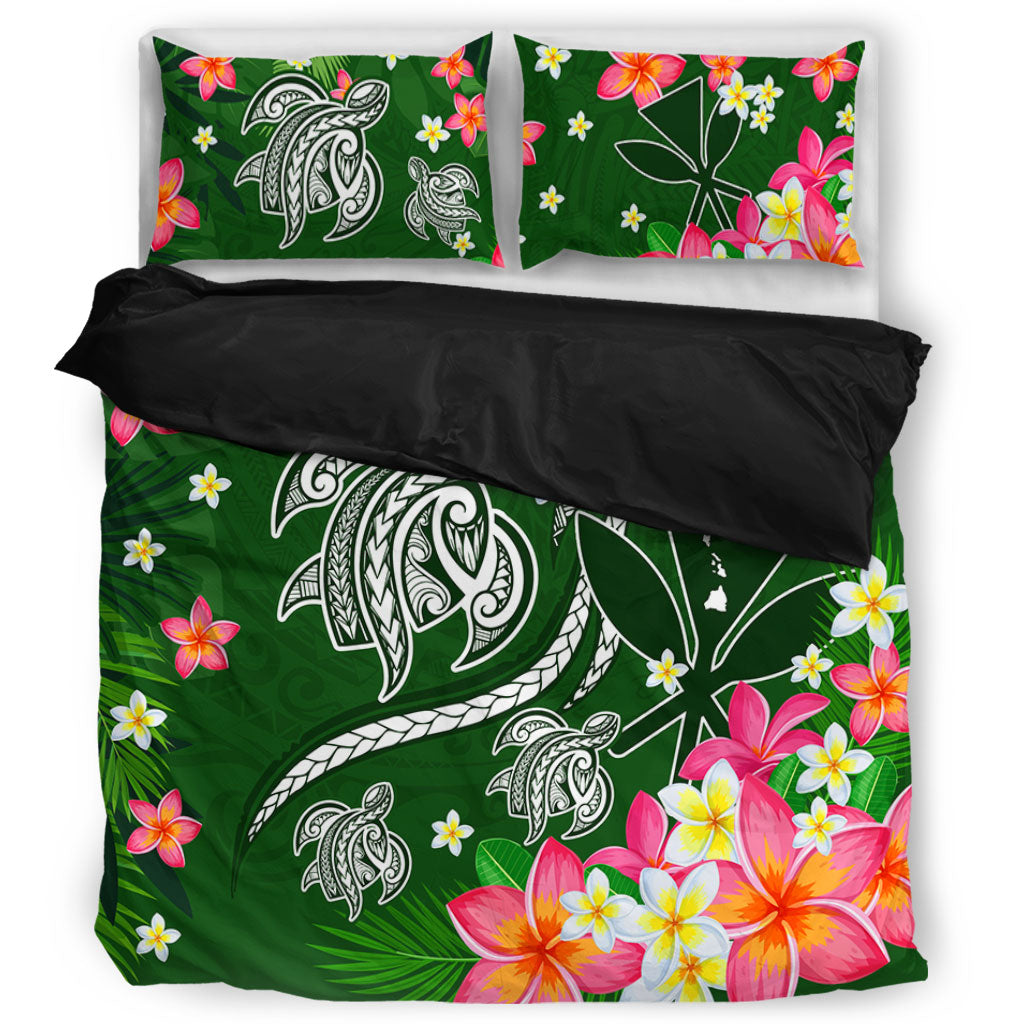 Hawaii Bedding Set Aloha Island Turtle Plumeria Flower Tropical Fabric
