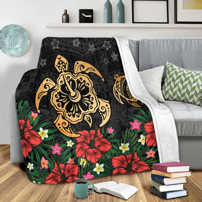 Hawaii Premium Blanket Polynesian Turtle Tropical Island Tribal Style