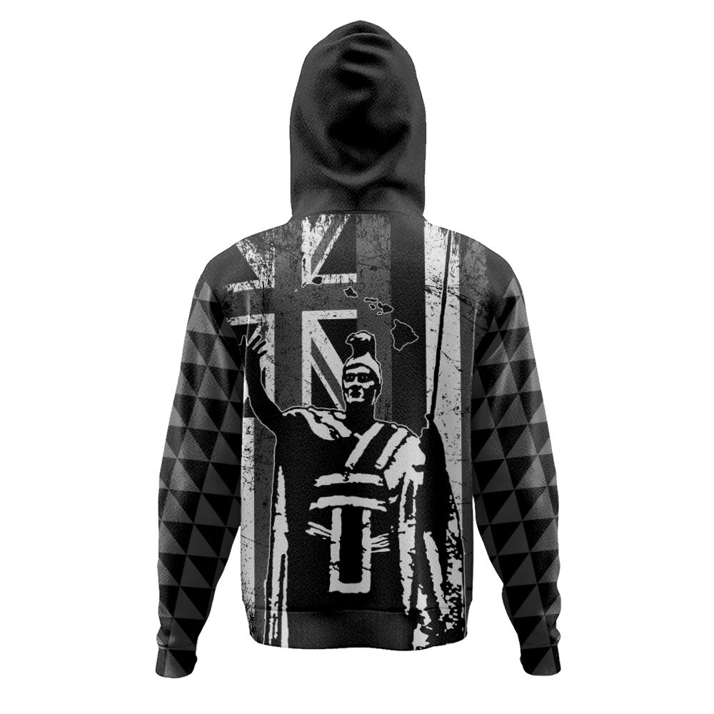 Hawaii Hoodie King Kamehameha Flag Tribal Pride Black White