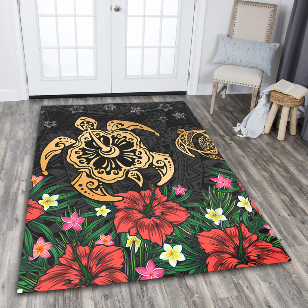 Hawaii Area Rug Polynesian Turtle Tropical Island Tribal Style
