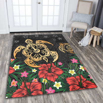 Hawaii Area Rug Polynesian Turtle Tropical Island Tribal Style