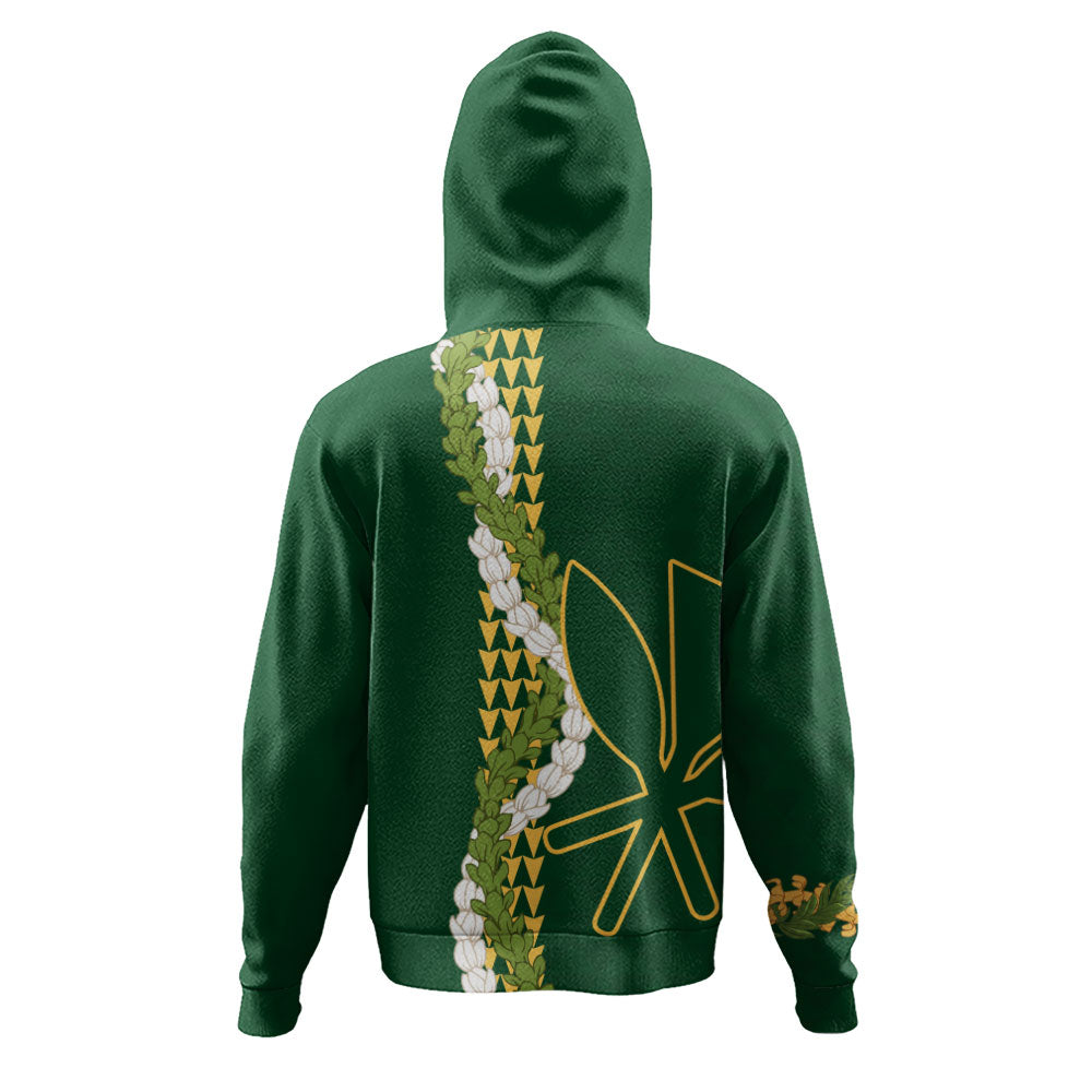 Hawaii Hoodie Kanaka Maoli Puakenikeni Maile Flower Lei