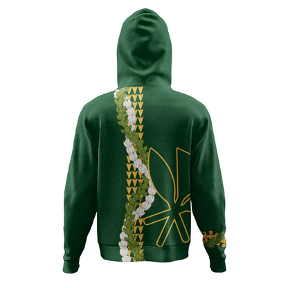 Hawaii Hoodie Kanaka Maoli Puakenikeni Maile Flower Lei