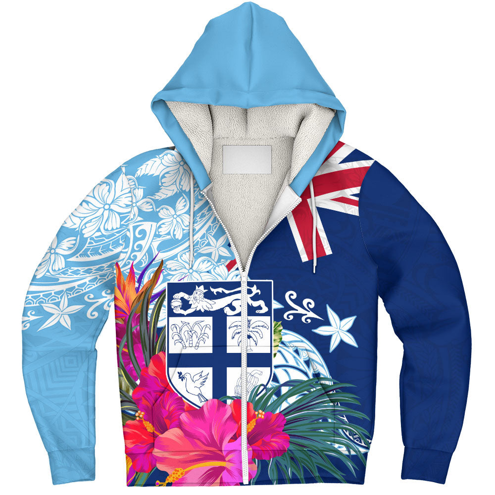 Fiji Sherpa Hoodie Flag Tribal Tropical Style