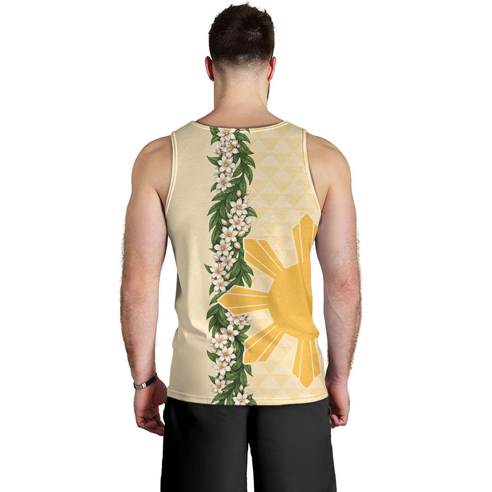 Philippines Filipinos Tank Top Sampaguita Flower Sun Pattern Island Style