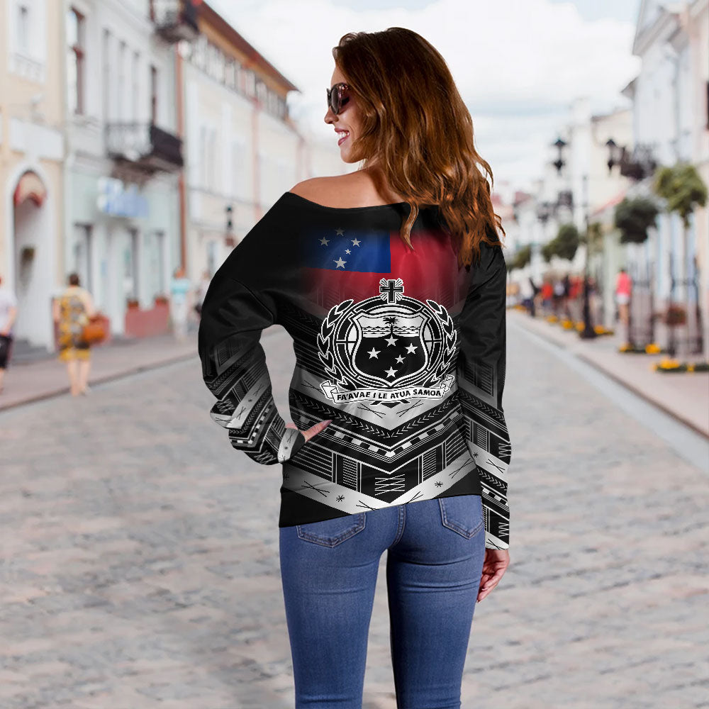 Samoa Off Shoulder Sweatshirt Polynesian Pride Inspired Design