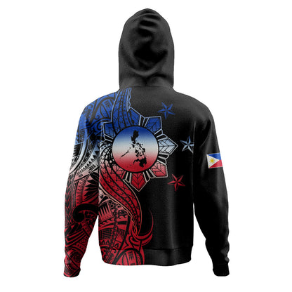 Philippines Filipinos Hoodie Flag Sun Map Tribal Fusion Style