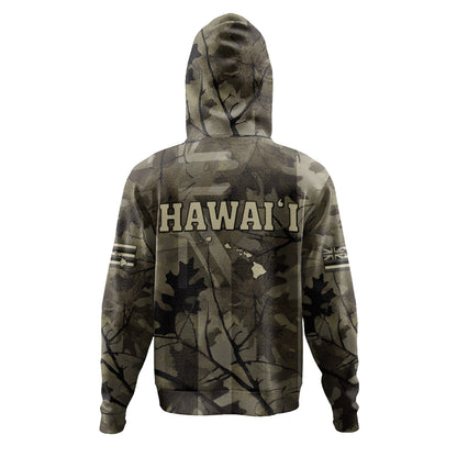 Hawaii Hoodie Tribal Kakau Camouflage Green