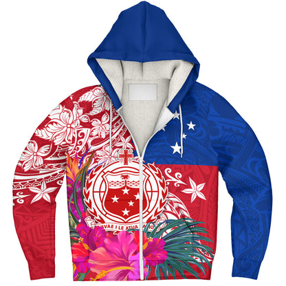 Samoa Sherpa Hoodie Flag Tribal Tropical Style