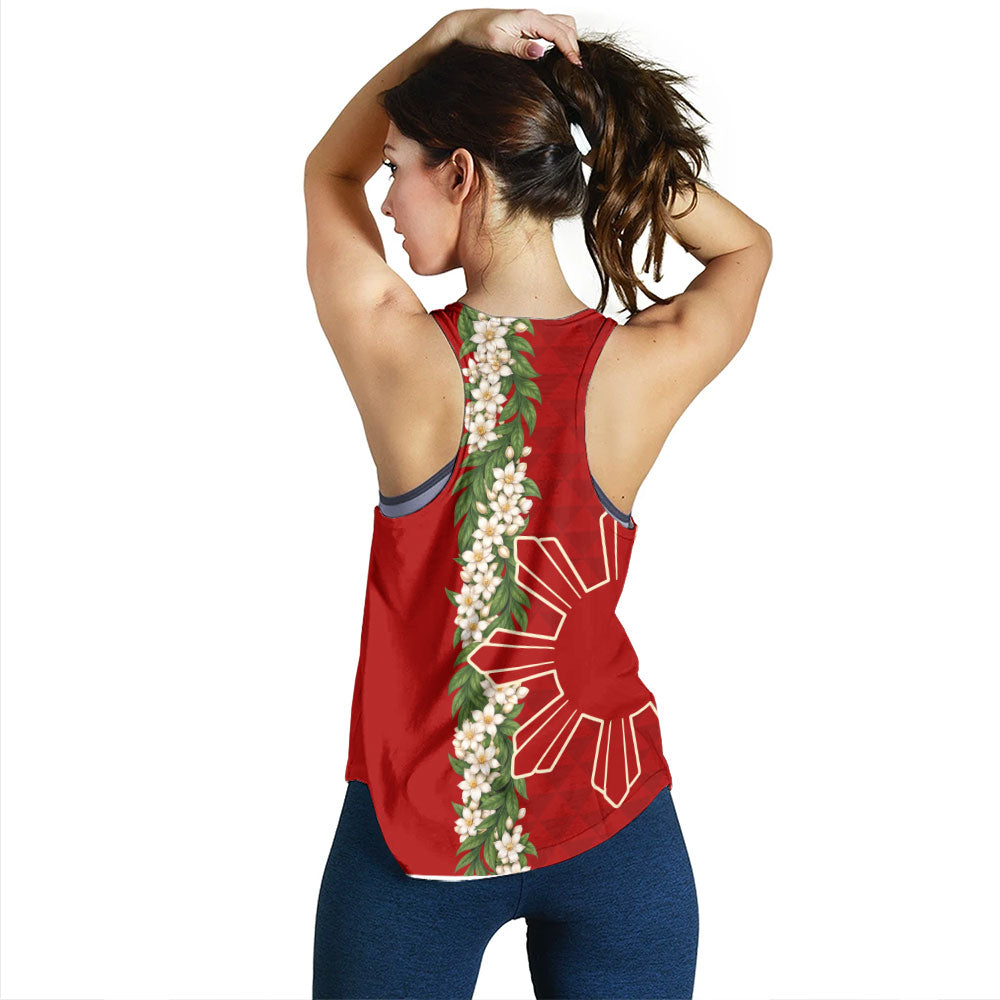 Philippines Filipinos Women Tank Sampaguita Flower Sun Pattern Island Style
