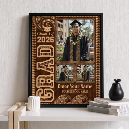 Hawaii Canvas Personalized Polynesian Wood Graduation Photo Collage