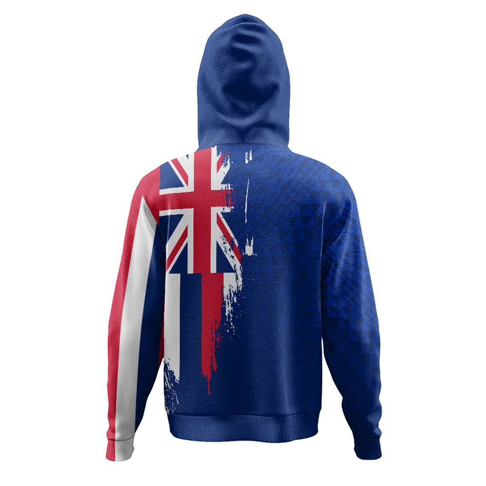 Hawaii Hoodie Flag Polynesian Style Ocean Blue