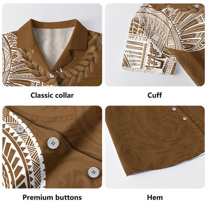 Samoa Hawaiian Shirt Tattoo Roman Reigns With Ula Fala Style Brown