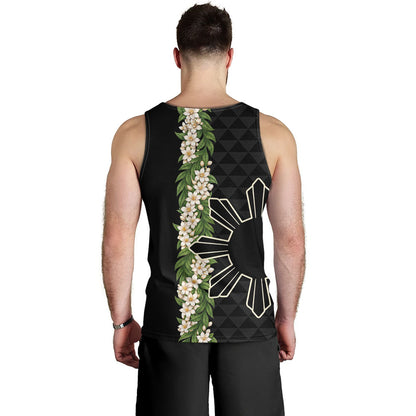Philippines Filipinos Tank Top Sampaguita Flower Sun Pattern Island Style