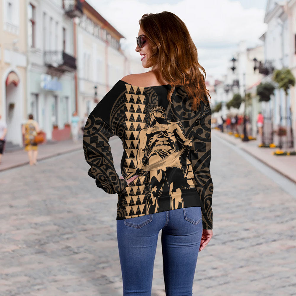 Philippines Filipinos Off Shoulder Sweatshirt Lapu Lapu Kakau Style