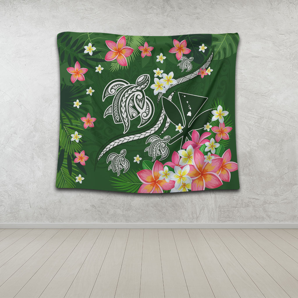Hawaii Tapestry Aloha Island Turtle Plumeria Flower Tropical Fabric