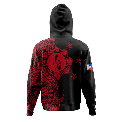 Philippines Filipinos Hoodie Flag Sun Map Tribal Fusion Style