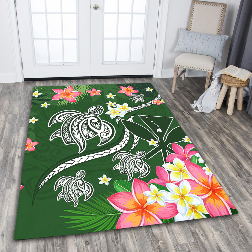 Hawaii Area Rug Aloha Island Turtle Plumeria Flower Tropical Fabric