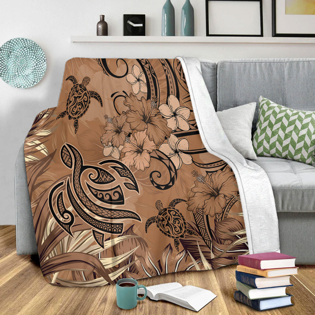 Hawaii Premium Blanket Polynesian Turtle Tattoo Tropical Elements