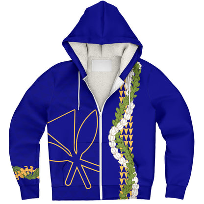 Hawaii Sherpa Hoodie Kanaka Maoli Puakenikeni Maile Flower Lei