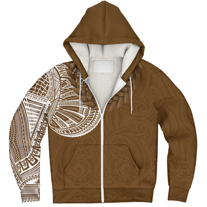 Samoa Sherpa Hoodie Tattoo Roman Reigns With Ula Fala Style Brown