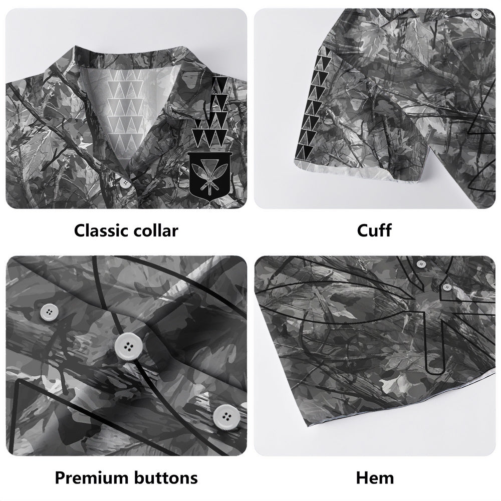 Hawaii Hawaiian Shirt Woodland Kanaka Camo Style
