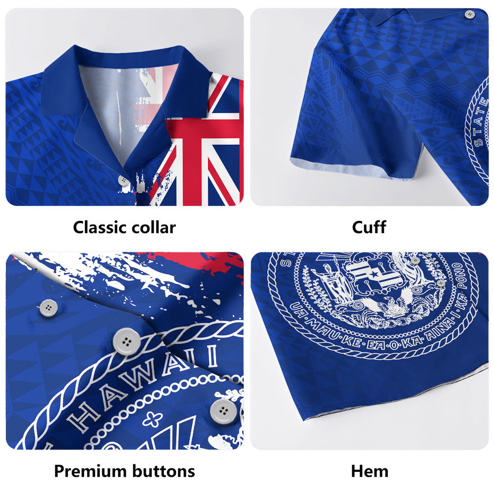 Hawaii Hawaiian Shirt Flag Polynesian Style Ocean Blue