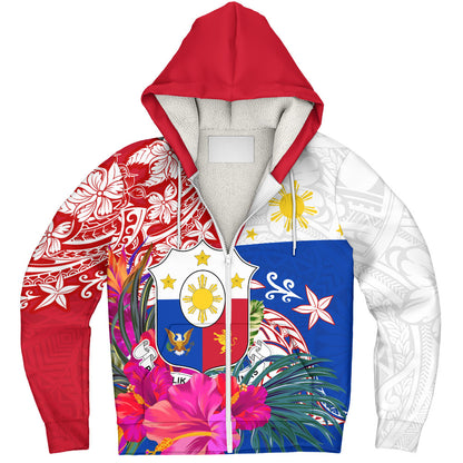 Philippines Filipinos Sherpa Hoodie Flag Tribal Tropical Style