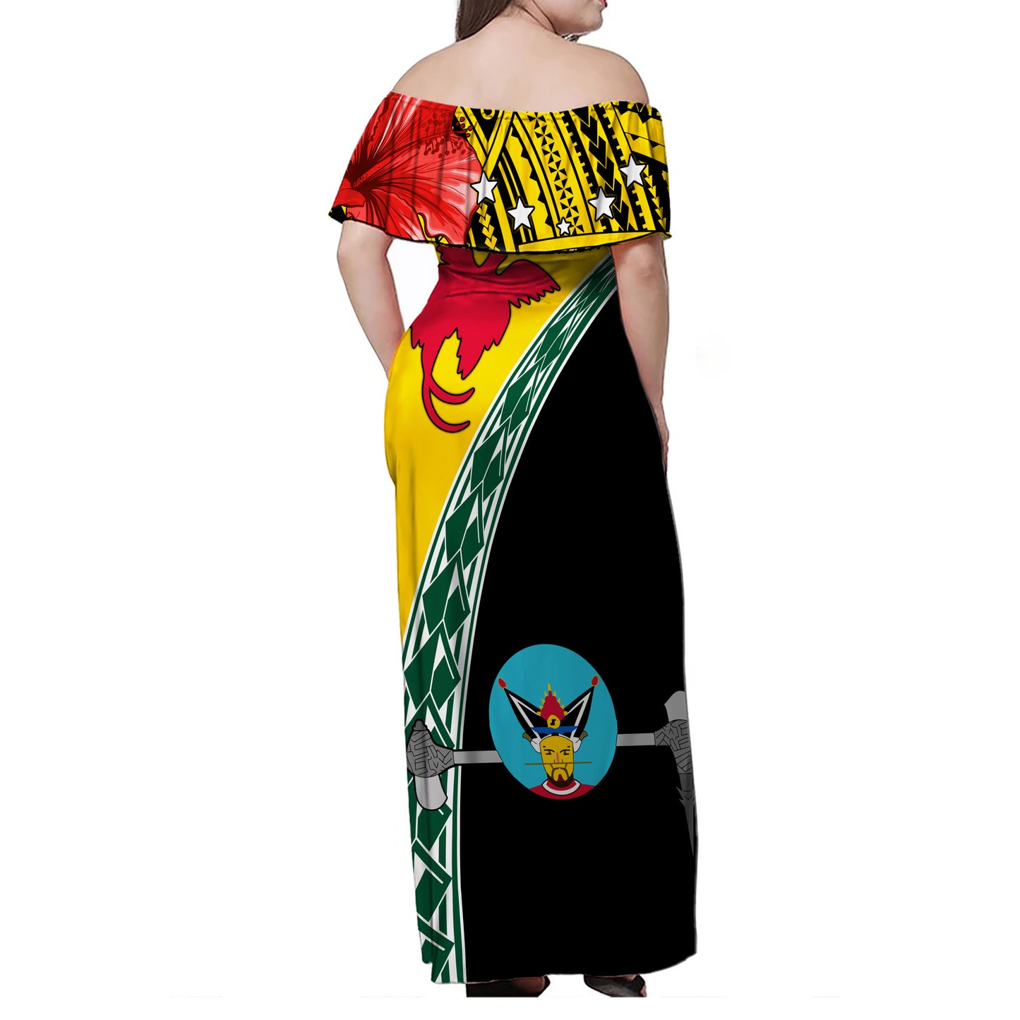 PNG Hibiscus Tribal Pattern Combo Dress And Shirt Hela Province