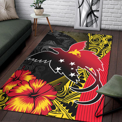 Papua New Guinea Area Rug Paradise Bird With Tribal Pattern