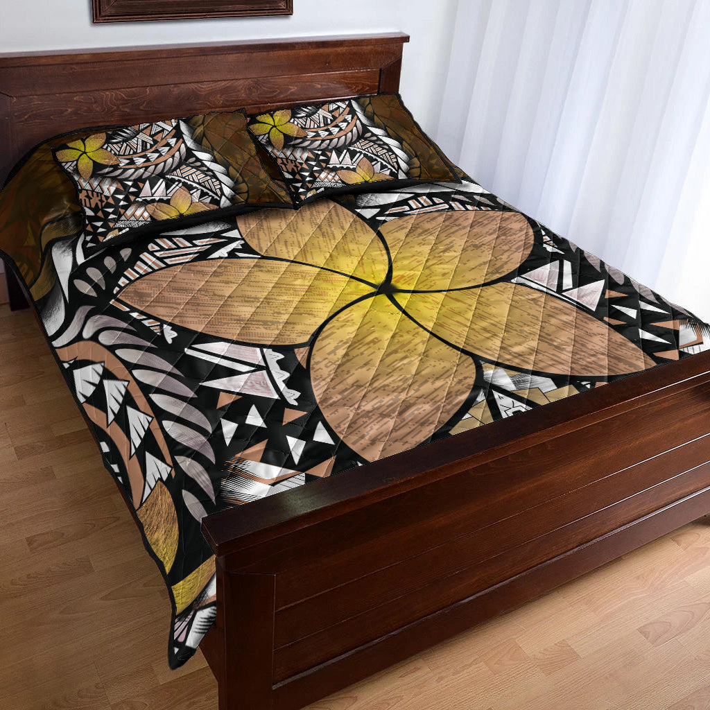 Hawaii Quilt Bed Set Hawaii Plumeria Polynesian Traditional Patterns Vintage Version