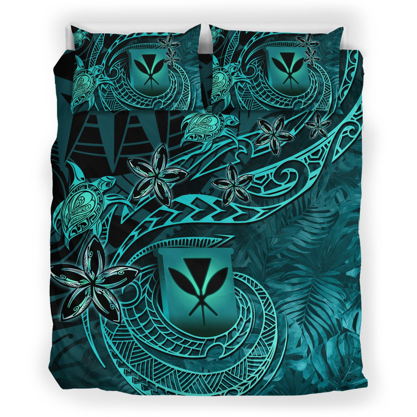 Hawaii Bedding Set Kanaka Maoli Tropical Leaves Polynesian Pattern