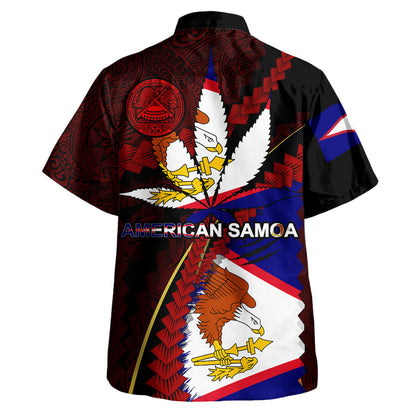 American Samoa Hawaiian Shirt - Custom American Samoa State Flag And Marijuana Leaf Polynesian Style