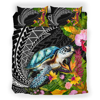 Hawaii Bedding Set Turtle Ocean Spiral Polynesian Patterns