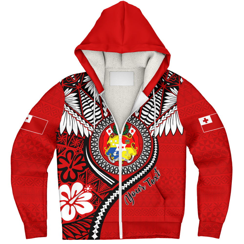 Tonga Sherpa Hoodie Custom Tribal Ngatu Pattern Circle Style