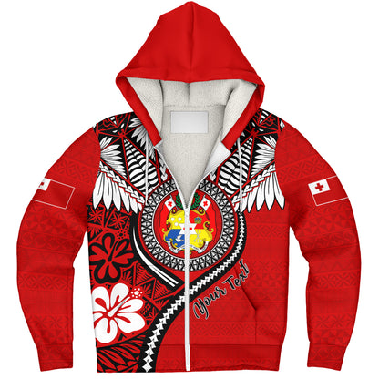 Tonga Sherpa Hoodie Custom Tribal Ngatu Pattern Circle Style